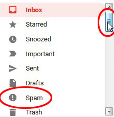 gmail spam folder position